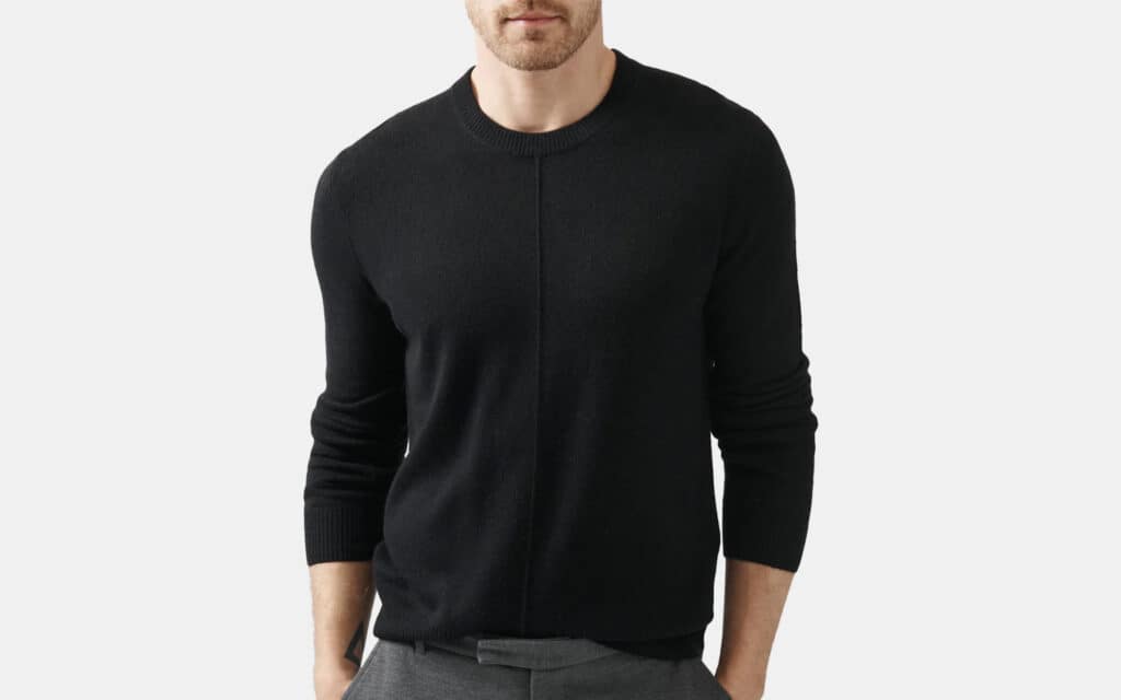 ATM Anthony Thomas Melillo Recycled Cashmere Exposed Seam Crew Neck Sweater - Black