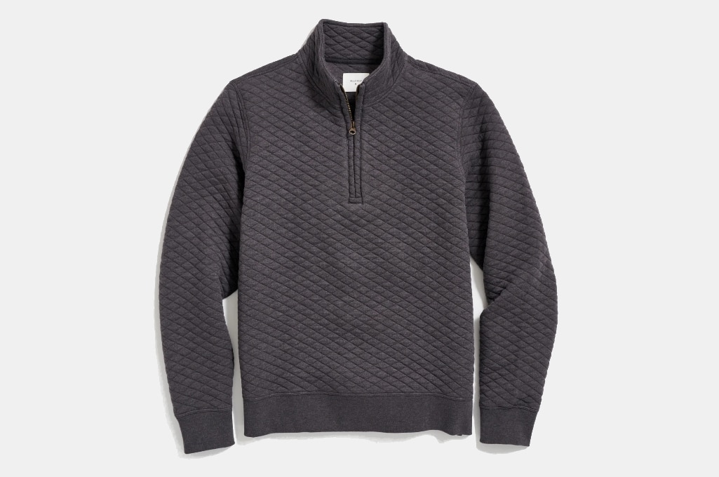 Billy Reid Diamond Quilt Half Zip Sweater