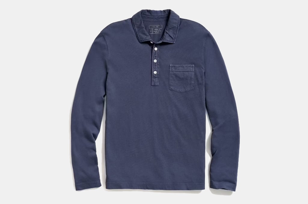 Billy Reid Pensacola Garment Dyed Long Sleeve Polo