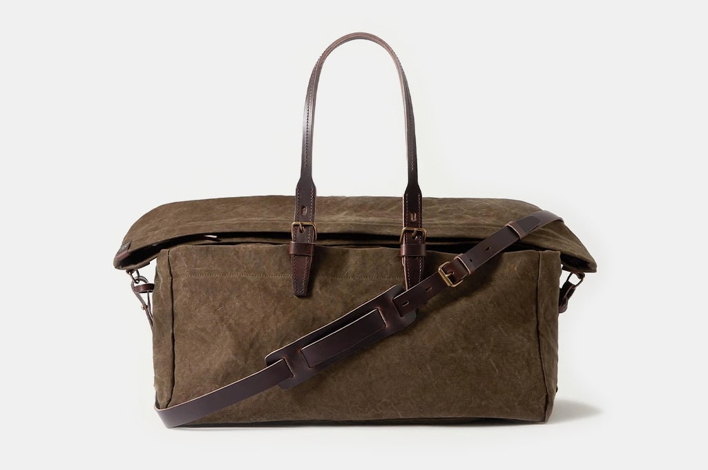 Bleu de Chauffe Cabine Leather-Trimmed Cotton-Canvas Holdall