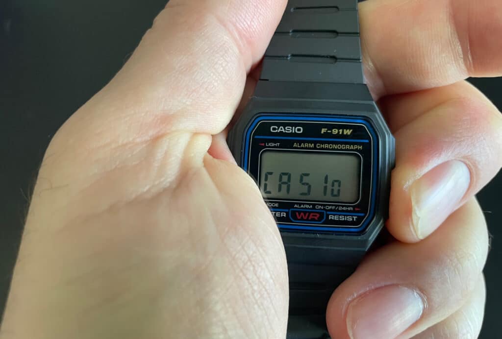 Casio F-91W Hold Down Right Button