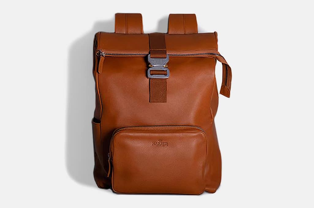 Harber London Leather Roll Top Backpack