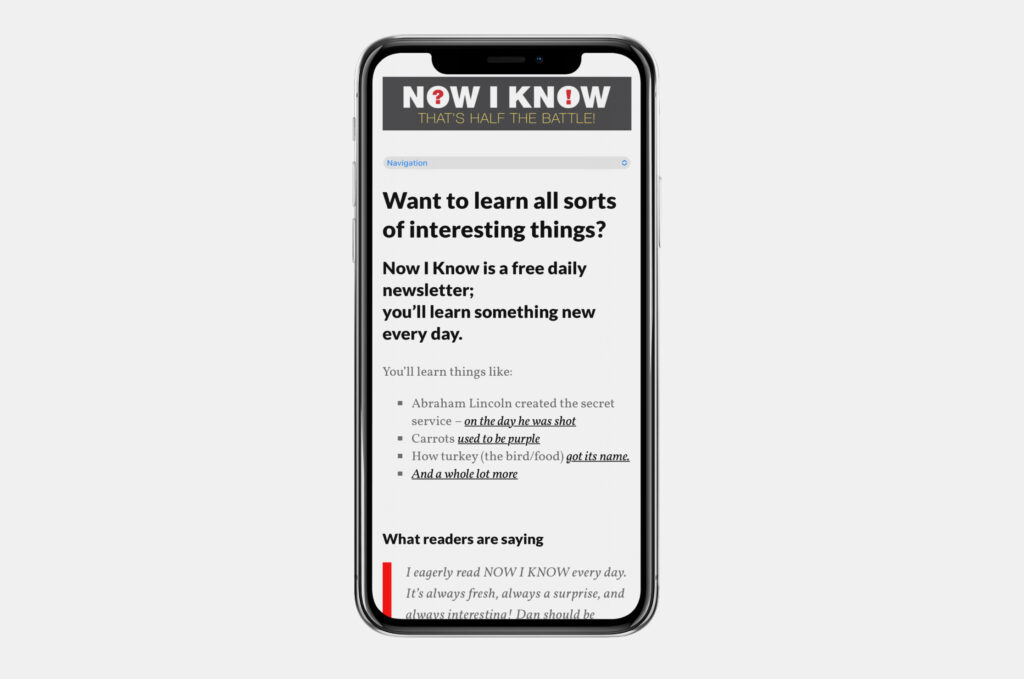 Now I Know Email Newsletter