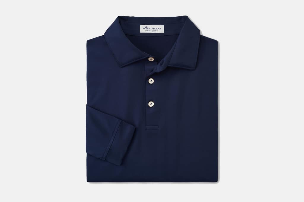 Peter Millar Solid Stretch Jersey Long Sleeve Polo