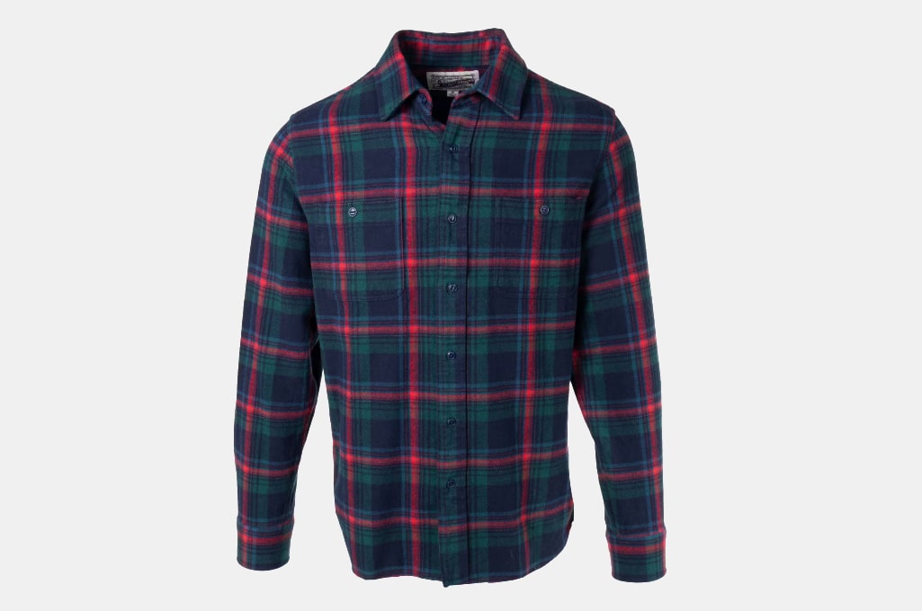 Schott Plaid Cotton Flannel Shirt