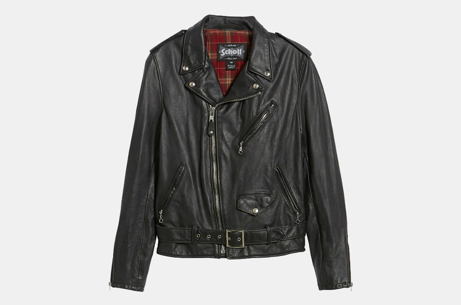 Schott Vintage Fitted Leather Motorcycle Jacket