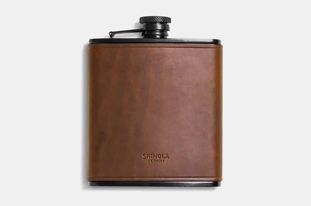 Shinola Leather Wrapped Flask