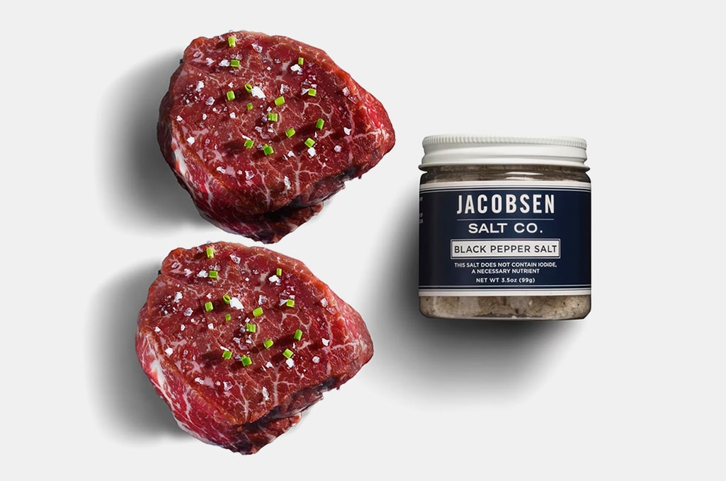 Snake River Farms 8oz Filet Mignon Steaks + Jacobsen Black Pepper Infused Salt