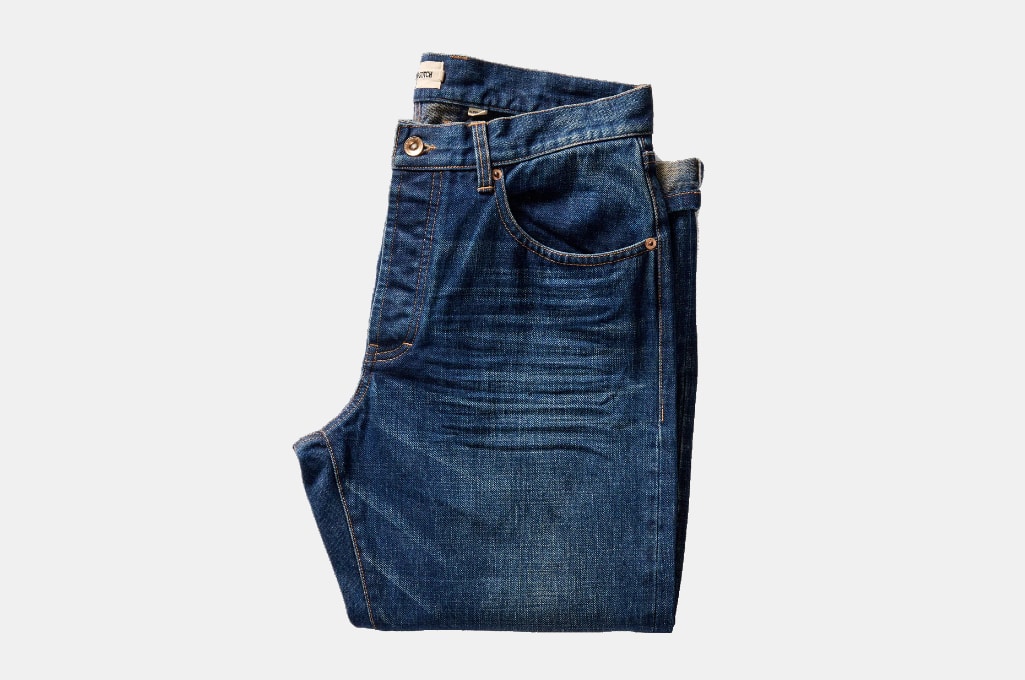 Taylor Stitch Democratic Brushed Back Jeans in Collins Resin Wash Selvage Denim