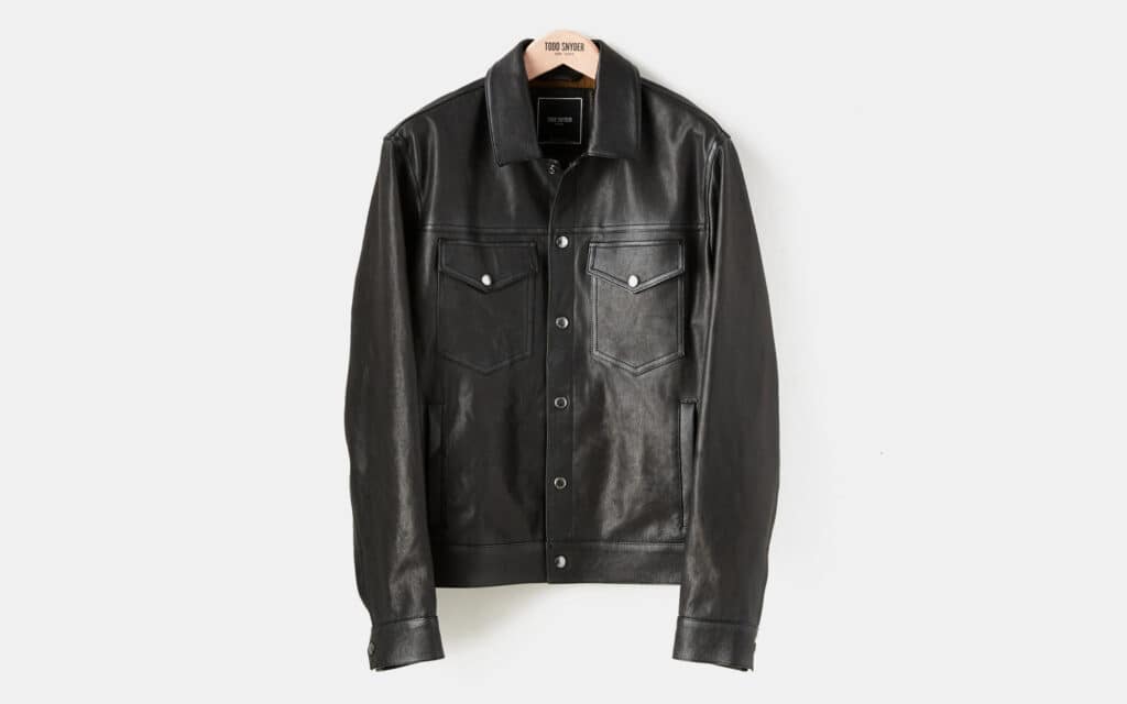 Todd Snyder Italian Burnished Leather Dylan Jacket in Black