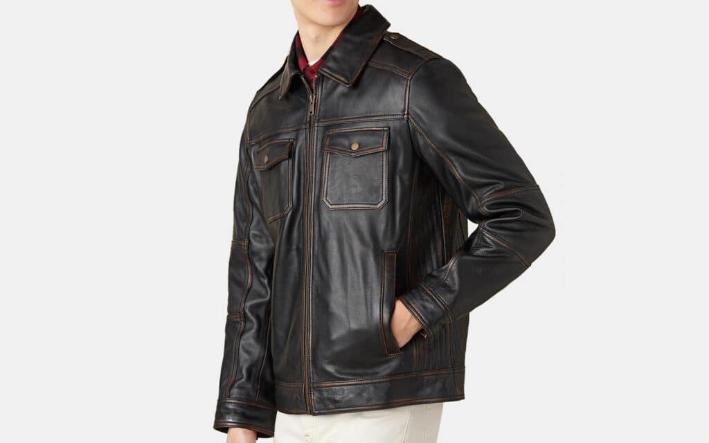 Lucky Brand Leather Bomber Jacket